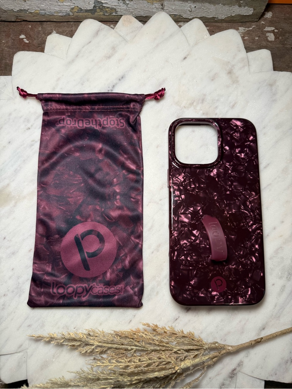 Gently Used Wine Opal Shell IPhone 16 Pro Max Loopy Case (Righty)